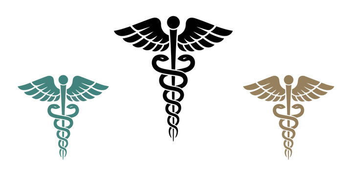 set caduceus medical symbol stock vector illustration, Print, Medicine, Pharmacy, Sign, Prescription Medicine, Healthcare And Medicine - Vector,  medical symbol, Medical sign symbol, Medical Snake.