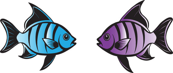 Naklejka premium colorful fish icon vector set