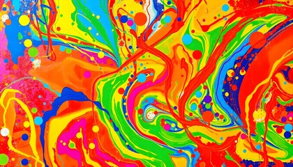 Fototapeta premium Vibrant Abstract Swirls of Color: Rainbow Fluid Acrylic Painting