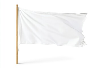 White Flag Waving on Pole Represents Surrender or Blank Canvas Message