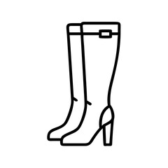 Knee high heeled boots fashion footwear illustration for women style and clothing accessory line art icon
