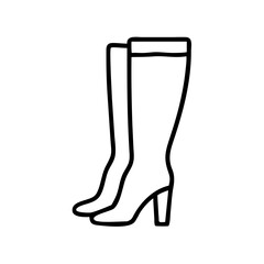 Find stylish knee high heel boots outline vector design for fashion footwear apparel and accessories shop