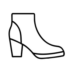 Outline drawing of a stylish ankle boot for women fashion footwear and modern shoe design illustration art