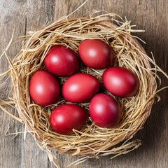 Obraz premium Nest with many red eggs