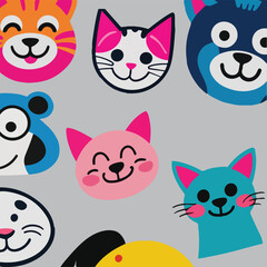 Multiple Animals Stickers, Multiple Cat sticker , multiple dog sticker , multiple monkey stickers.. 