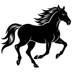 Obraz premium A running horse silhouette on white background.