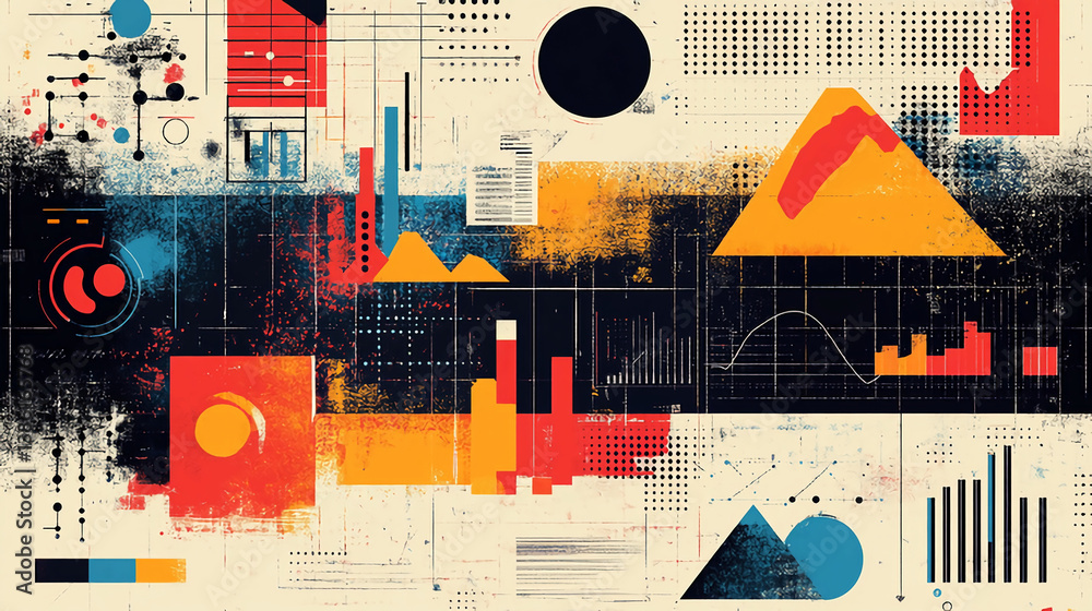 Poster abstract data visualization art with geometric shapes and modern design for graphic design projects