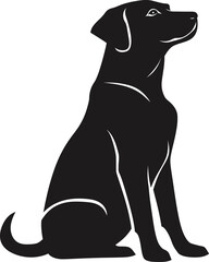 Obraz premium Black Silhouette Vector of a Sitting Labrador Retriever Dog