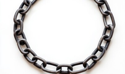 Fototapeta premium Large, heavy metal chain arranged in a perfect circle.