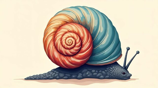 Colorful snail with vibrant shell design
