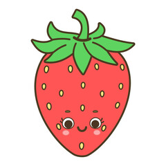 Cute cartoon strawberry vector illustration isolated on white background