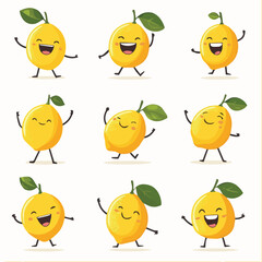 Vector illustration of funny lemon charactors Collection