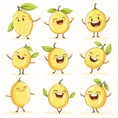 Vector illustration of funny lemon charactors Collection