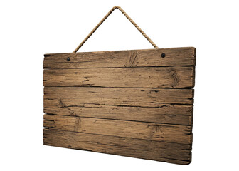 rustic wooden sign hanging with a rope