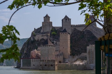 Golubac Fortress on the Danube River in Serbia on the border with Romania. Beautiful landscape....