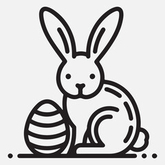 Easter bunny thin line icon. Holiday decoration rabbit silhouette outline style pictogram on white background