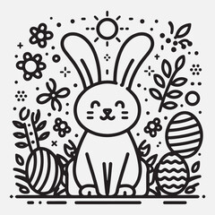 Easter bunny thin line icon. Holiday decoration rabbit silhouette outline style pictogram on white background