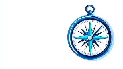 Blue Compass Navigation Guide - A vibrant blue compass pointing north, isolated on a white background. Perfect for travel, adventure, or direction concepts