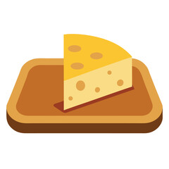 Isolated yellow piece of swiss cheese with holes, a dairy product snack