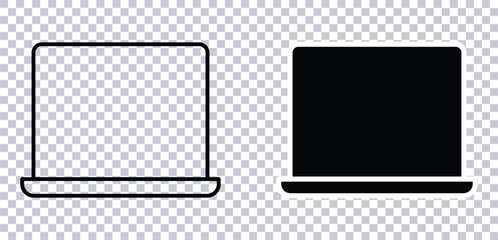 Laptop Icon Set Vector - Modern Notebook Computer Collection in Flat & Line Styles - Tech Devices for UI/UX and Web Design. 