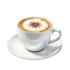 Fototapeta premium Aromatic cappuccino with frothed milk and chocolate dusting.