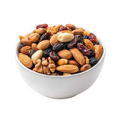 Mixed nuts and dried fruits bowl food photography studio setting healthy snack