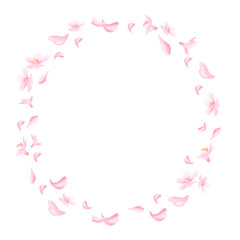 Painted wreath of pink Sakura. Floral Design Element for Birthday, New Year, Christmas Card, Wedding Invitation, Marketing, Advertising and Presentation.