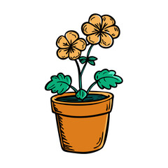 Potted flower plant with yellow blooms in a ceramic container  