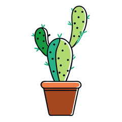 Potted Moon Cactus Growing in a Brown Pot with Abstract Design  