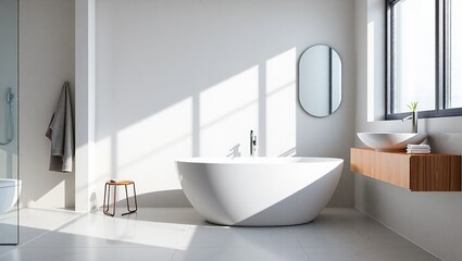 Fototapeta premium Modern Bathroom Design with Natural Light and Clean Lines