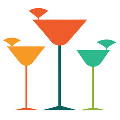 Martini glass icon vector art design for a classic alcohol cocktail drink with olive symbol