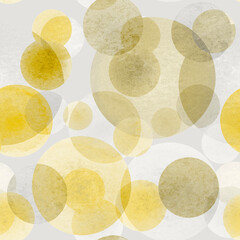 Watercolor abstract background with yellow grey beige colour circles