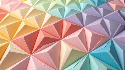 3D Geometric Gradient Design: Triangular Pastel Pattern Artwork.