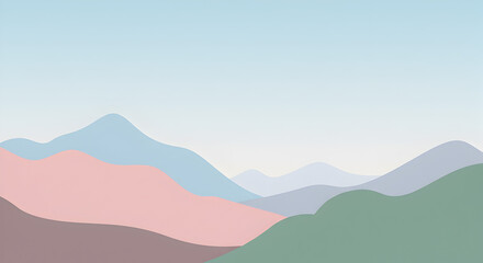 Minimalist mountain range landscape vector illustration