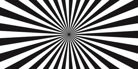 Abstract background with Classic vintage sun rays pattern. white and black swirling pattern background with Vortex Ray stripes Funky ray elements, circle motifs, reminiscent of circus themes