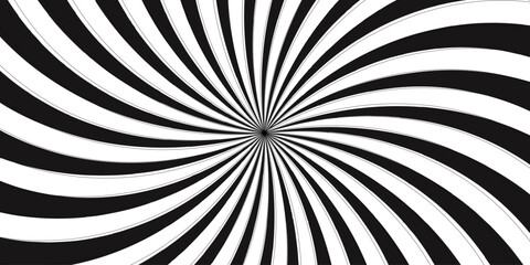 Abstract background with Classic vintage sun rays pattern. Black swirling pattern background with Vortex Ray stripes Funky ray elements, circle motifs, reminiscent of circus themes