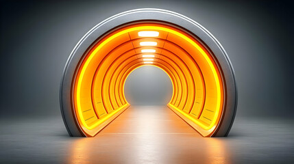 Obraz premium Dynamic High-Tech Empty Corridors in Futuristic Building Design