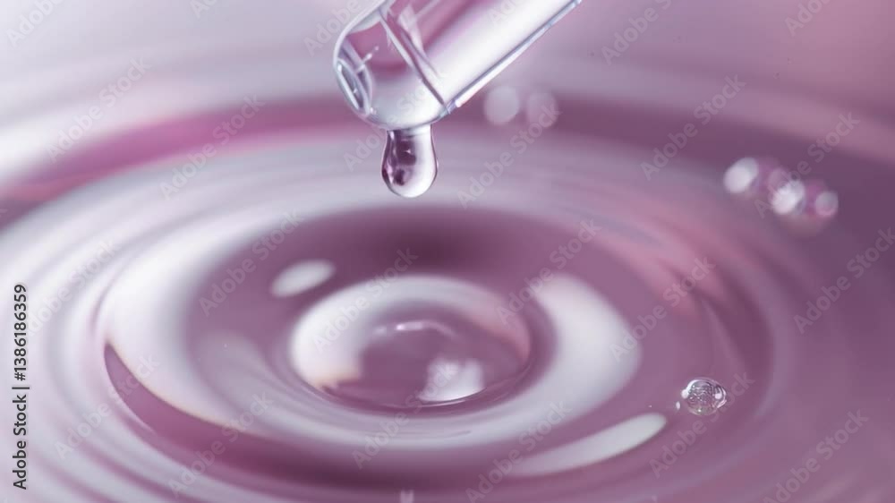 Aufkleber Essence of Purity: A close-up shot reveals the delicate dance of a single liquid drop falling into a pool. The droplet forms concentric ripples.