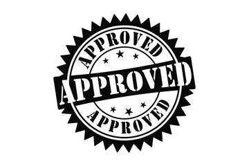 Approved Stamp Seal Badge Vector Black and White Retro Approval Label 