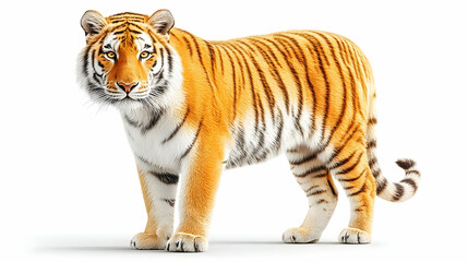 Fototapeta premium Magnificent Isolated Tiger on White Background in High Quality Image