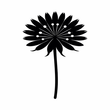 black flower silhouette on white background clip art preview