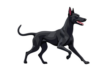 Black Dog Mascot Vector Running Guard Dog Logo Illustration