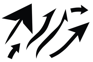 Abstract Curved Arrows Vector Art Illustration, Arrows set icon in black color, arrow vector design, Vector illustration,