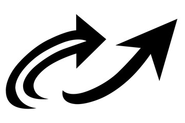 Abstract Curved Arrows Vector Art Illustration, Arrows set icon in black color, arrow vector design, Vector illustration,