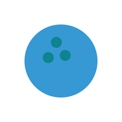 Fototapeta premium Blue bowling ball vector with three finger holes.
