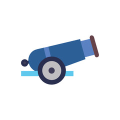 Cartoon Cannon Image, Blue and Gray, on White Background