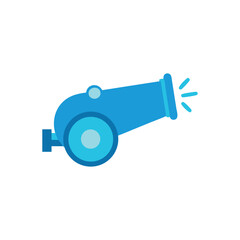 Illustration of a Blue Cannon, Toy, and Artillery