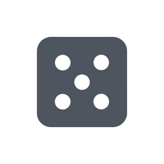 Dice vector icon with five dots on face