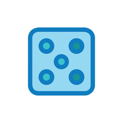 Blue Dice with Five Dots Icon Illustration