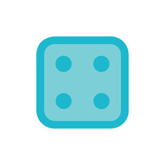 Blue Die with Four Spots Isolated on White
